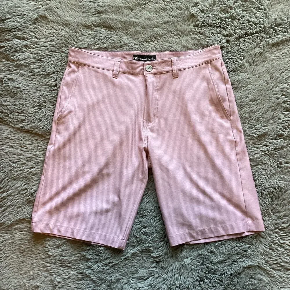 TravisMatthew Soft Pink Stripe Golf Shorts Men's Size 34 performance stretch